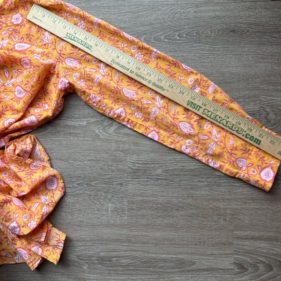 Talbots Floral Button Down Shirt - Orange and Pink Cotton Sz Large - Picture 8 of 8